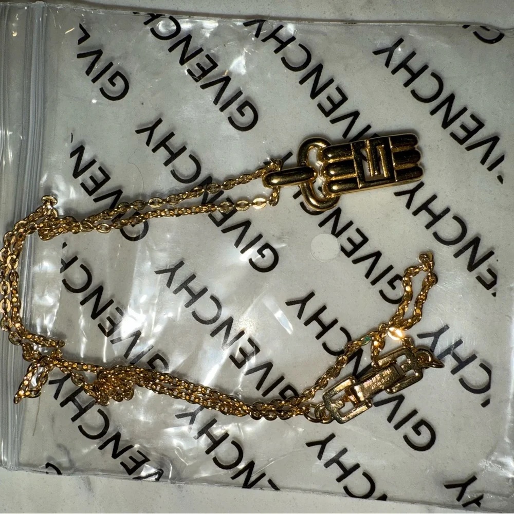 Vintage 90s Gold Givenchy G Pendant Necklace